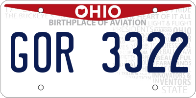 OH license plate GOR3322