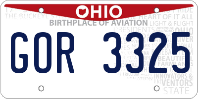 OH license plate GOR3325