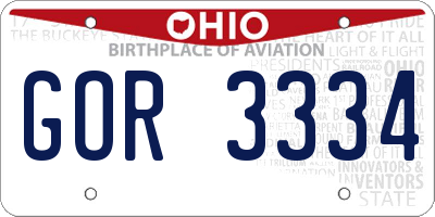 OH license plate GOR3334