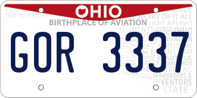OH license plate GOR3337