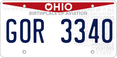 OH license plate GOR3340