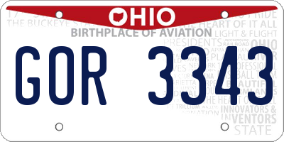 OH license plate GOR3343