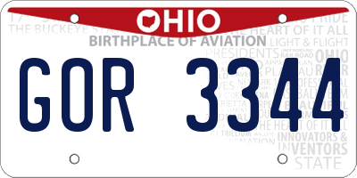 OH license plate GOR3344