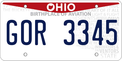 OH license plate GOR3345