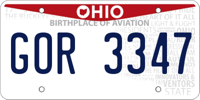 OH license plate GOR3347