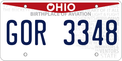 OH license plate GOR3348
