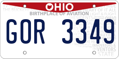 OH license plate GOR3349
