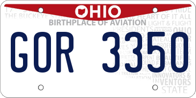 OH license plate GOR3350