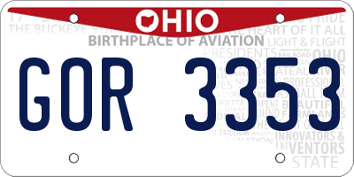 OH license plate GOR3353