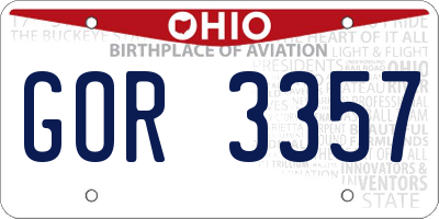 OH license plate GOR3357