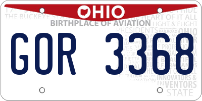 OH license plate GOR3368