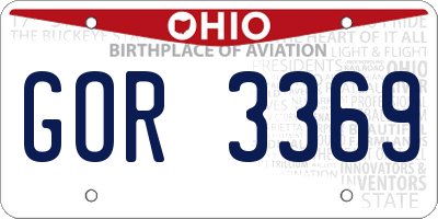 OH license plate GOR3369