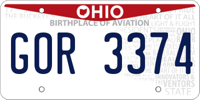 OH license plate GOR3374