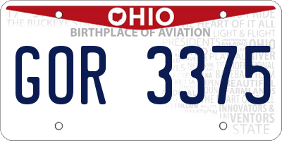 OH license plate GOR3375