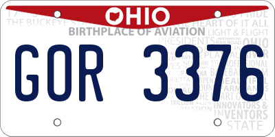 OH license plate GOR3376