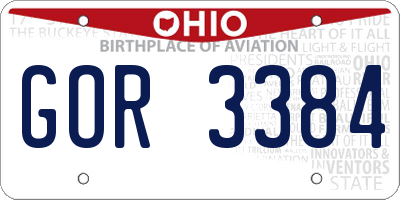 OH license plate GOR3384
