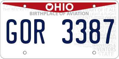 OH license plate GOR3387