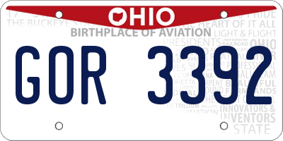OH license plate GOR3392