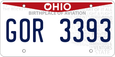OH license plate GOR3393
