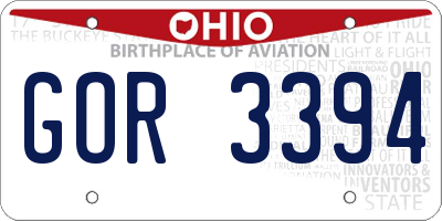 OH license plate GOR3394
