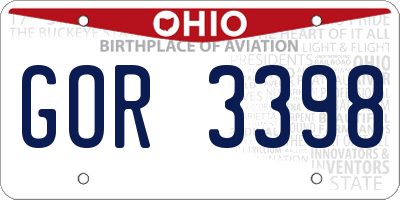 OH license plate GOR3398