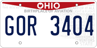 OH license plate GOR3404