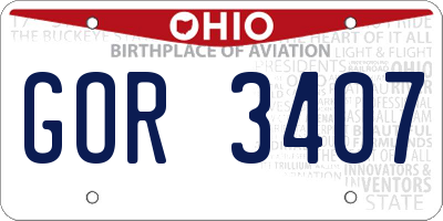 OH license plate GOR3407