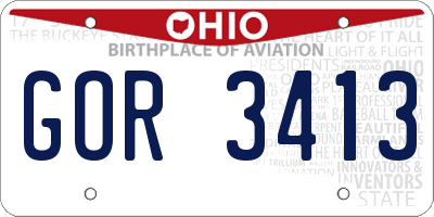 OH license plate GOR3413