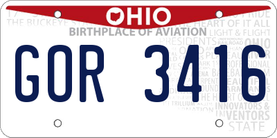 OH license plate GOR3416