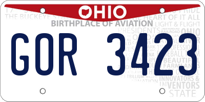 OH license plate GOR3423