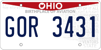 OH license plate GOR3431