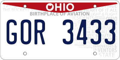OH license plate GOR3433