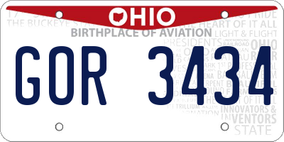 OH license plate GOR3434