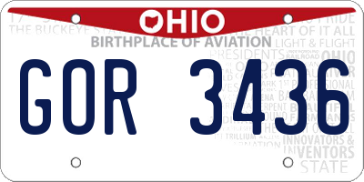OH license plate GOR3436