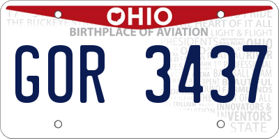 OH license plate GOR3437