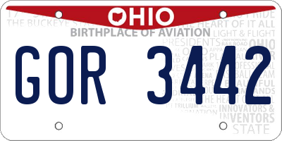 OH license plate GOR3442