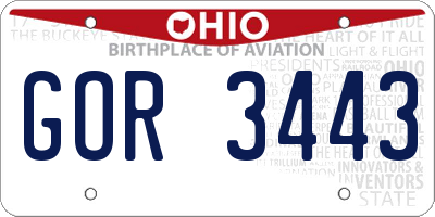 OH license plate GOR3443