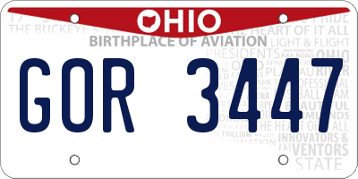 OH license plate GOR3447
