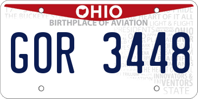 OH license plate GOR3448