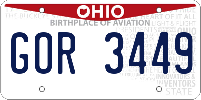 OH license plate GOR3449