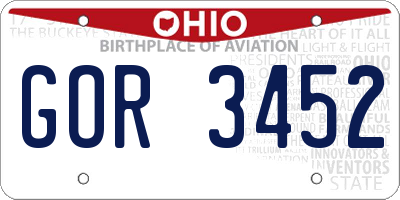 OH license plate GOR3452