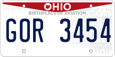 OH license plate GOR3454