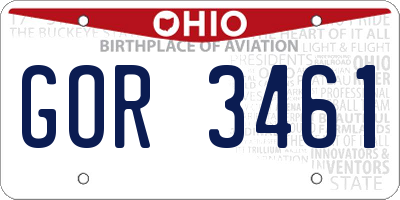 OH license plate GOR3461