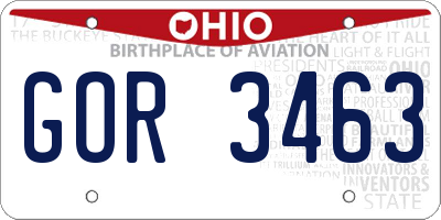 OH license plate GOR3463