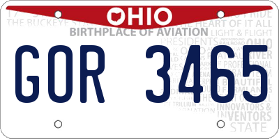OH license plate GOR3465