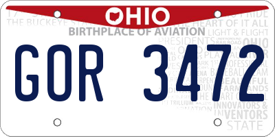 OH license plate GOR3472