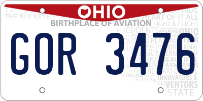 OH license plate GOR3476