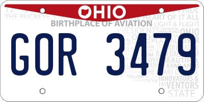 OH license plate GOR3479
