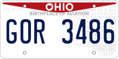 OH license plate GOR3486