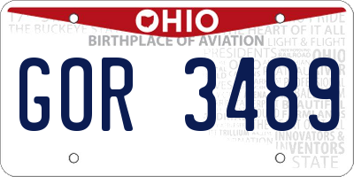 OH license plate GOR3489